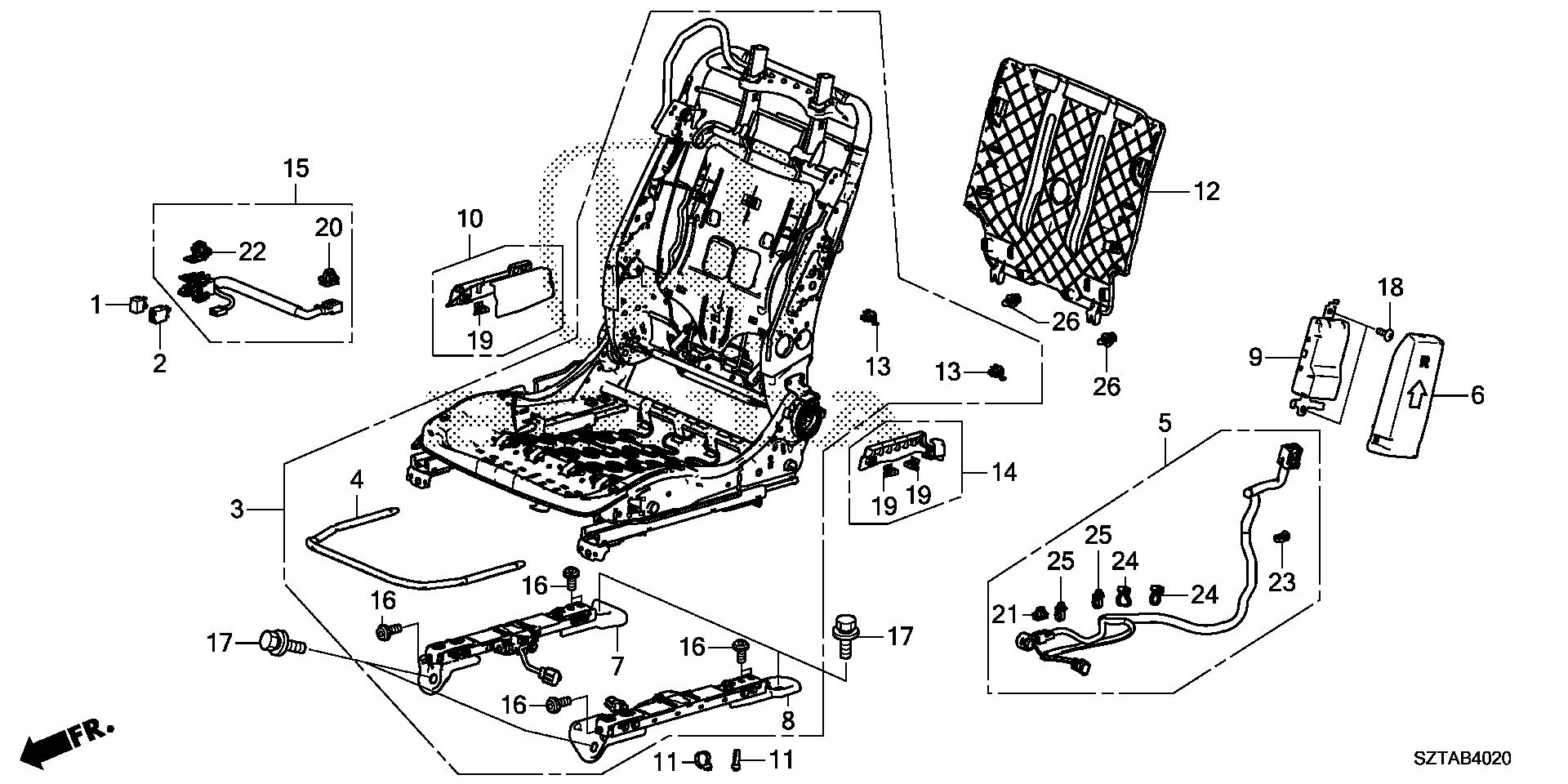 Diagram FRONT SEAT COMPONENTS (R.) (KA/KC) for your 2016 Honda CR-Z HYBRID AT EX-L NAVIGATION 