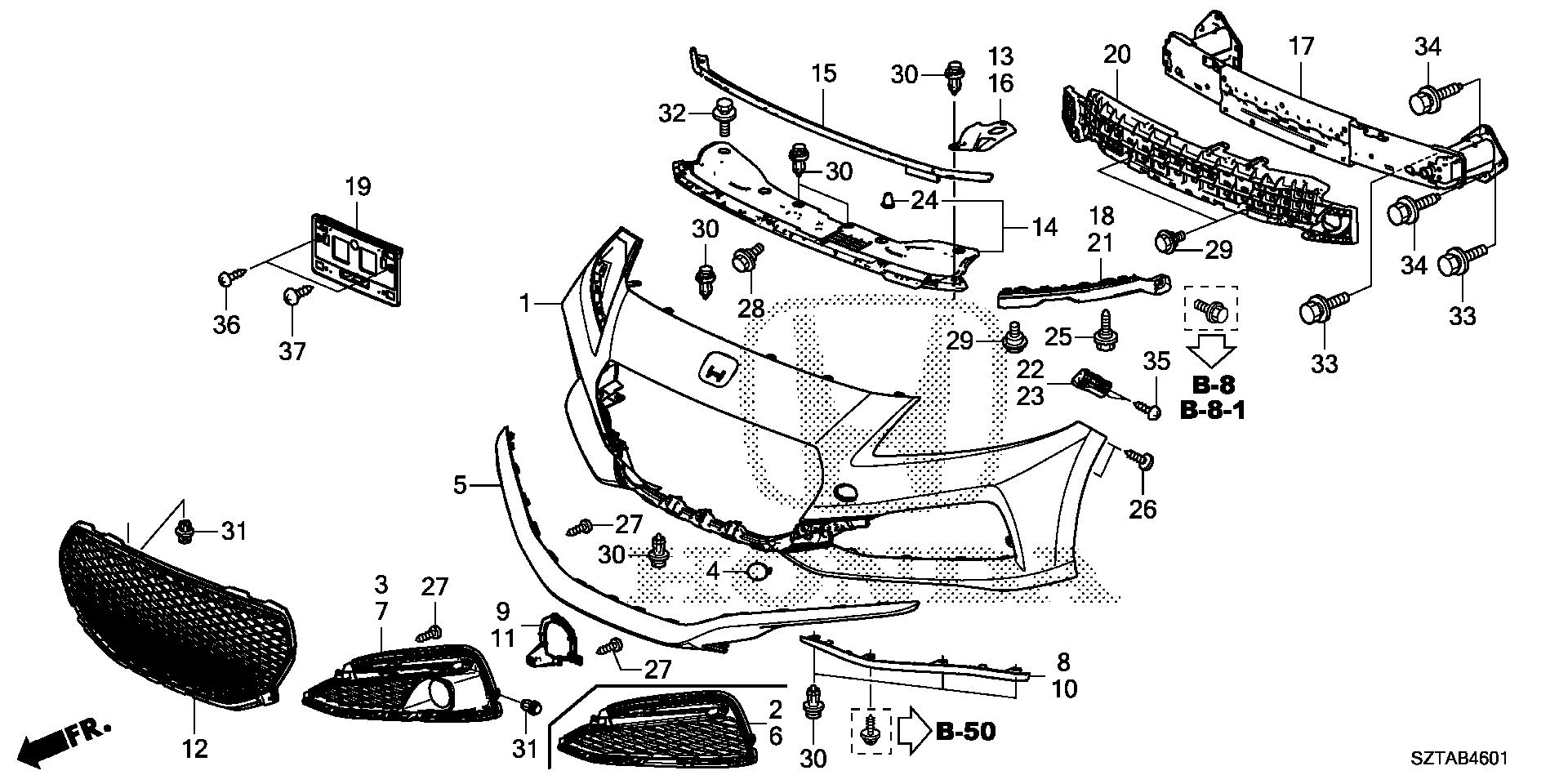 Diagram FRONT BUMPER (2) for your 1991 Honda Civic Hatchback   