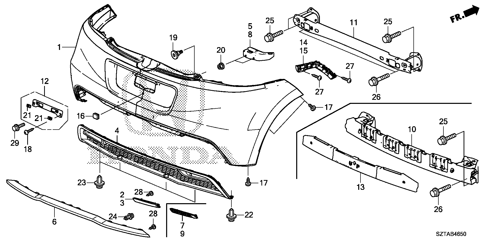 Diagram REAR BUMPER (1) for your 2015 Honda CR-Z HYBRID AT EX 