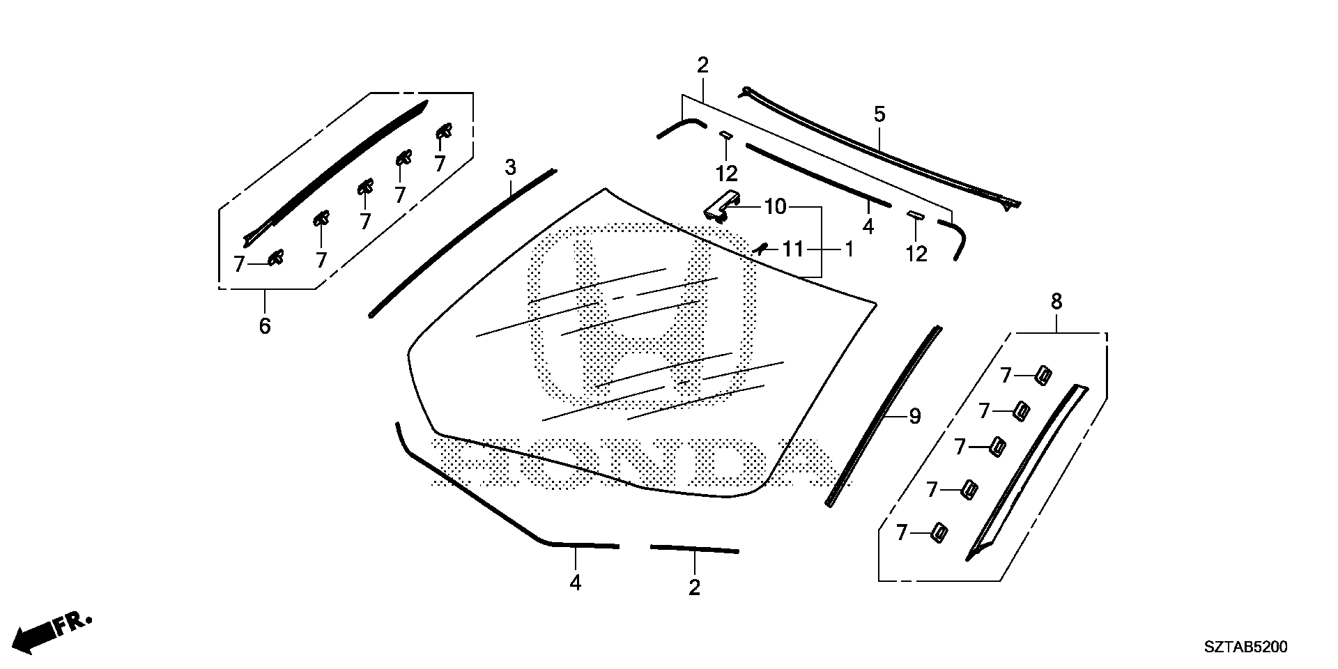 Diagram FRONT WINDSHIELD for your 2004 Honda Civic   