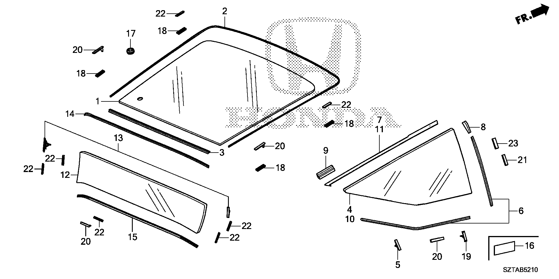 Diagram REAR WINDSHIELD for your 2013 Honda CR-Z HYBRID MT EX 