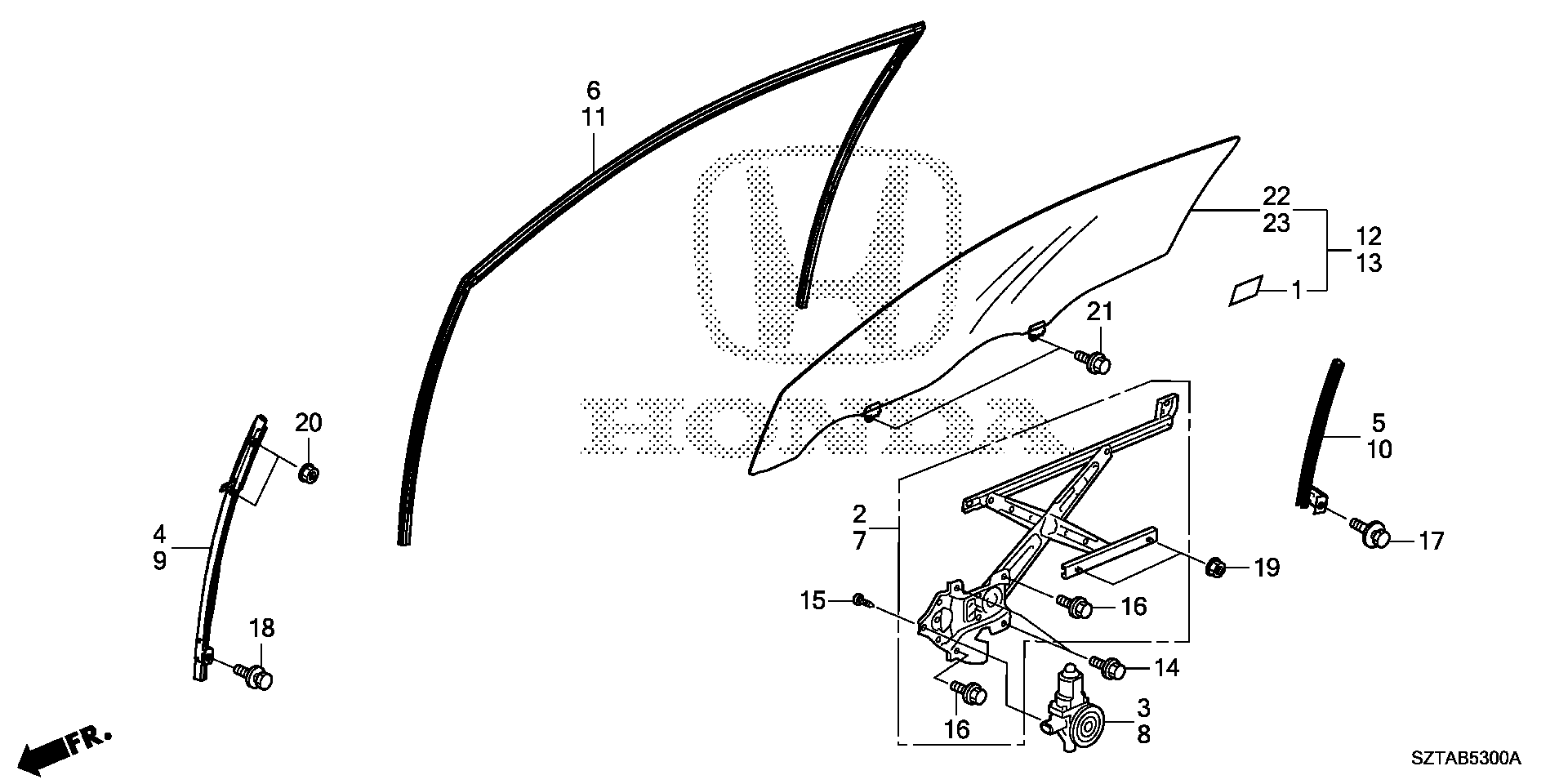 Diagram DOOR GLASS@REGULATOR for your 2013 Honda CR-Z HYBRID MT EX 