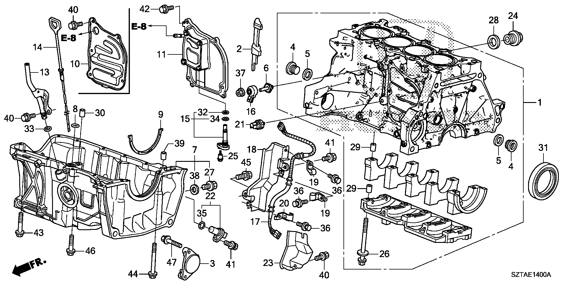 Diagram CYLINDER BLOCK@OIL PAN for your 2013 Honda CR-Z HYBRID MT EX NAVIGATION 