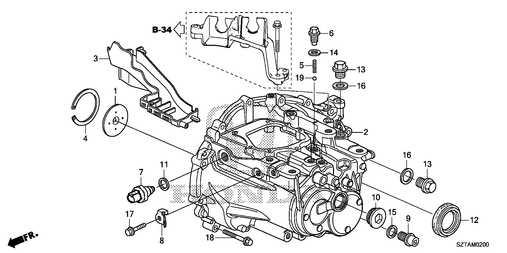 Diagram TRANSMISSION CASE for your 2013 Honda CR-Z HYBRID MT EX NAVIGATION 