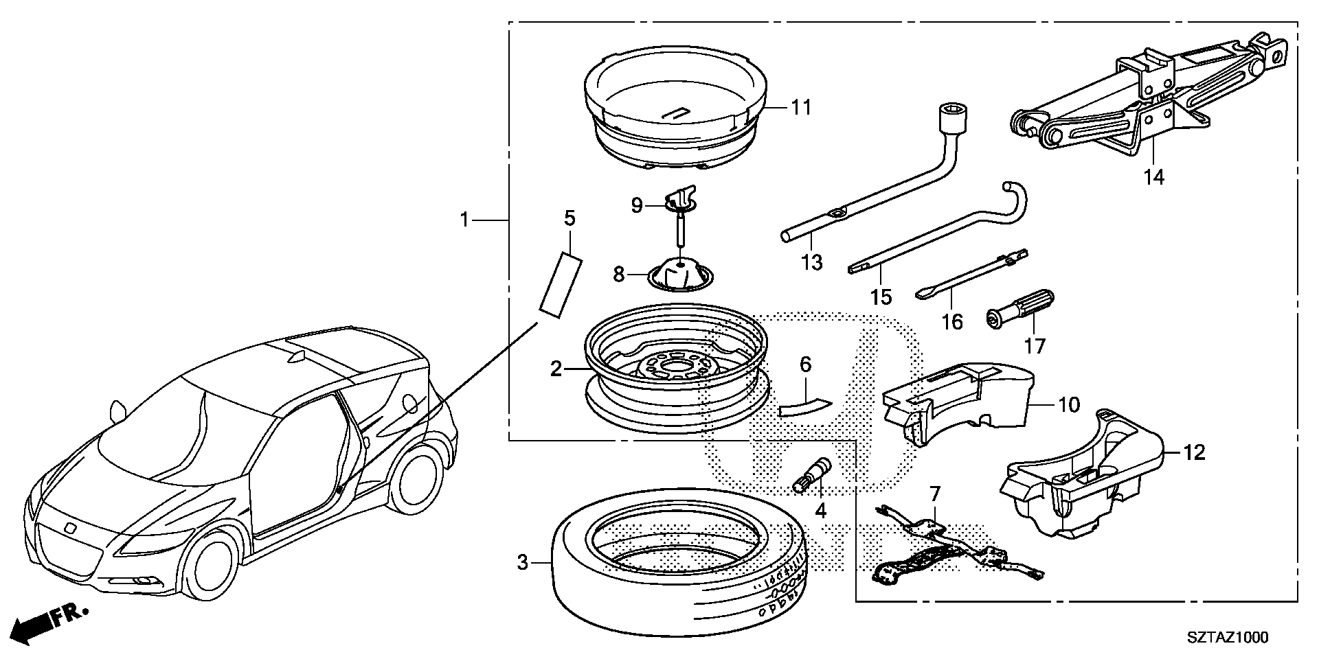 Diagram TEMPORARY WHEEL KIT for your 2016 Honda CR-Z HYBRID AT EX-L NAVIGATION 