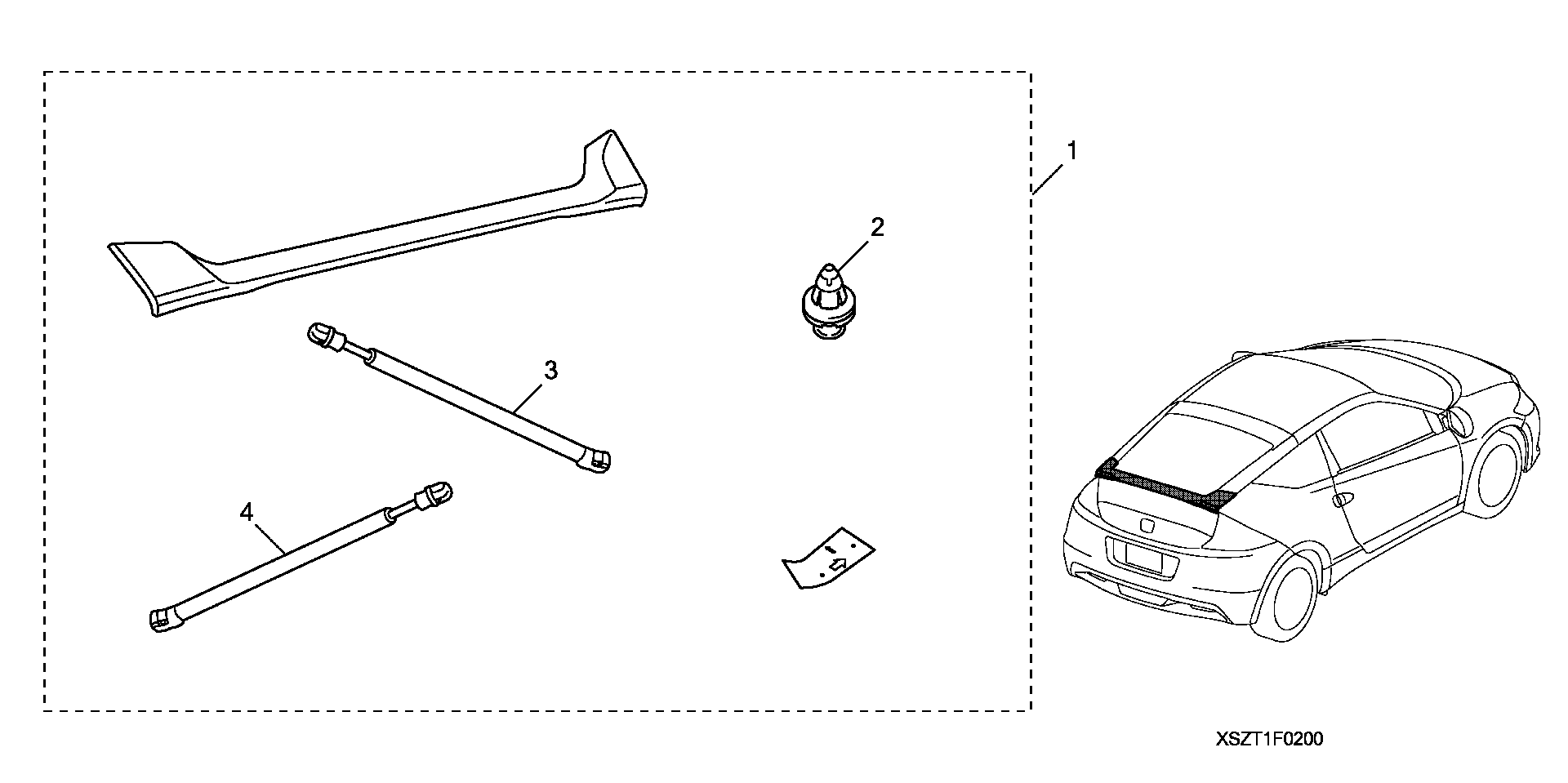 Diagram SPOILER, TAILGATE for your Honda