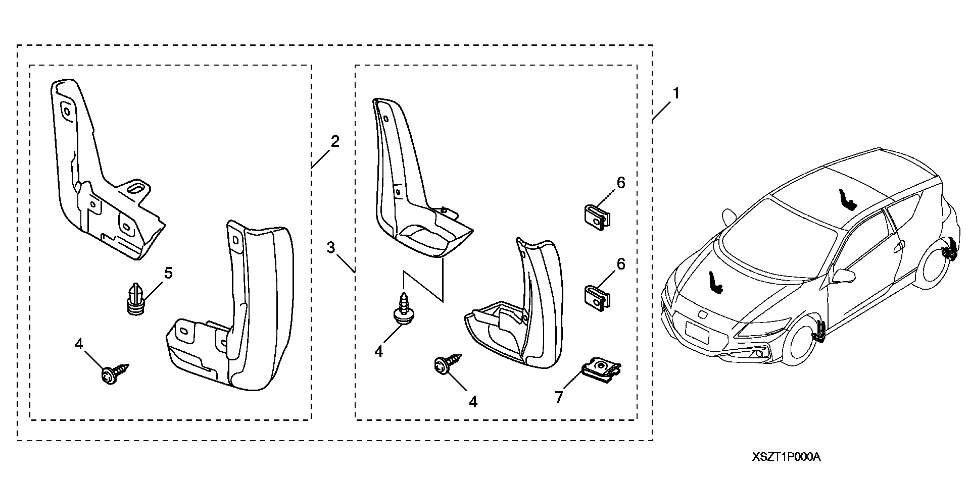 Diagram SPLASH GUARDS (2) for your 2015 Honda CR-Z HYBRID MT EX 