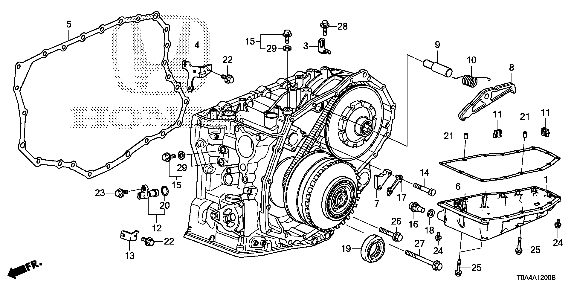 Diagram TRANSMISSION CASE COMPONENTS (CVT) for your Honda CR-V  