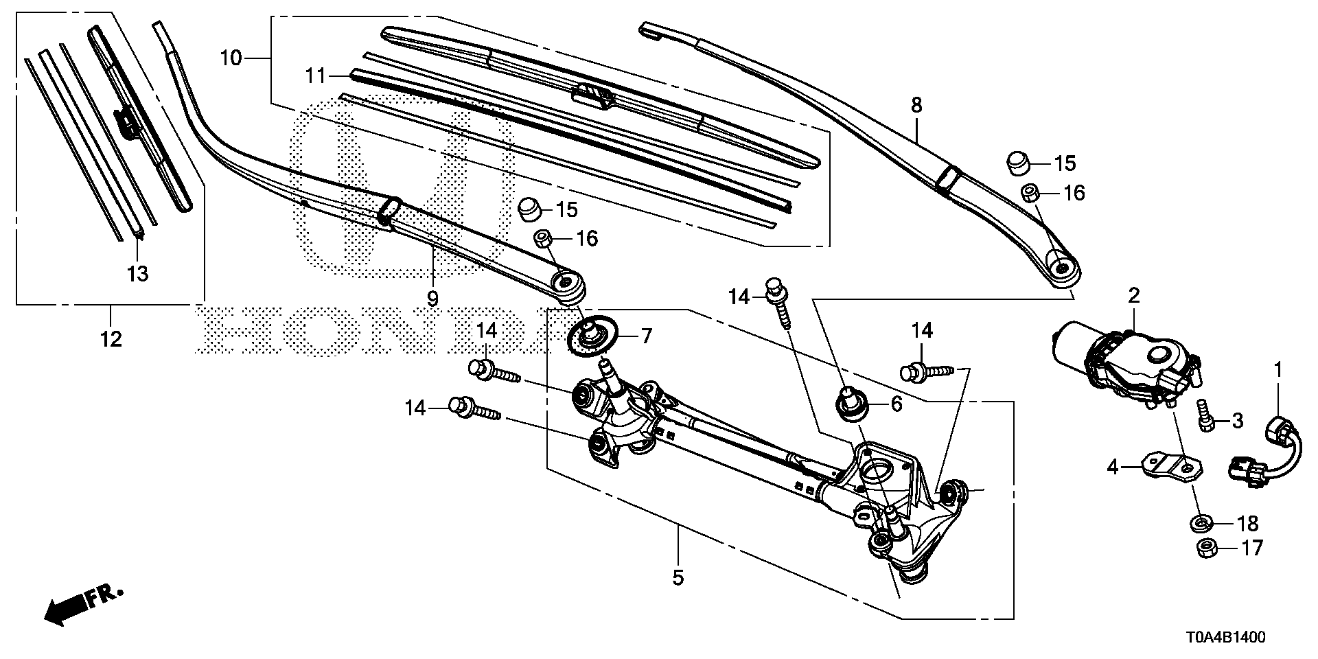 Diagram FRONT WINDSHIELD WIPER for your Honda