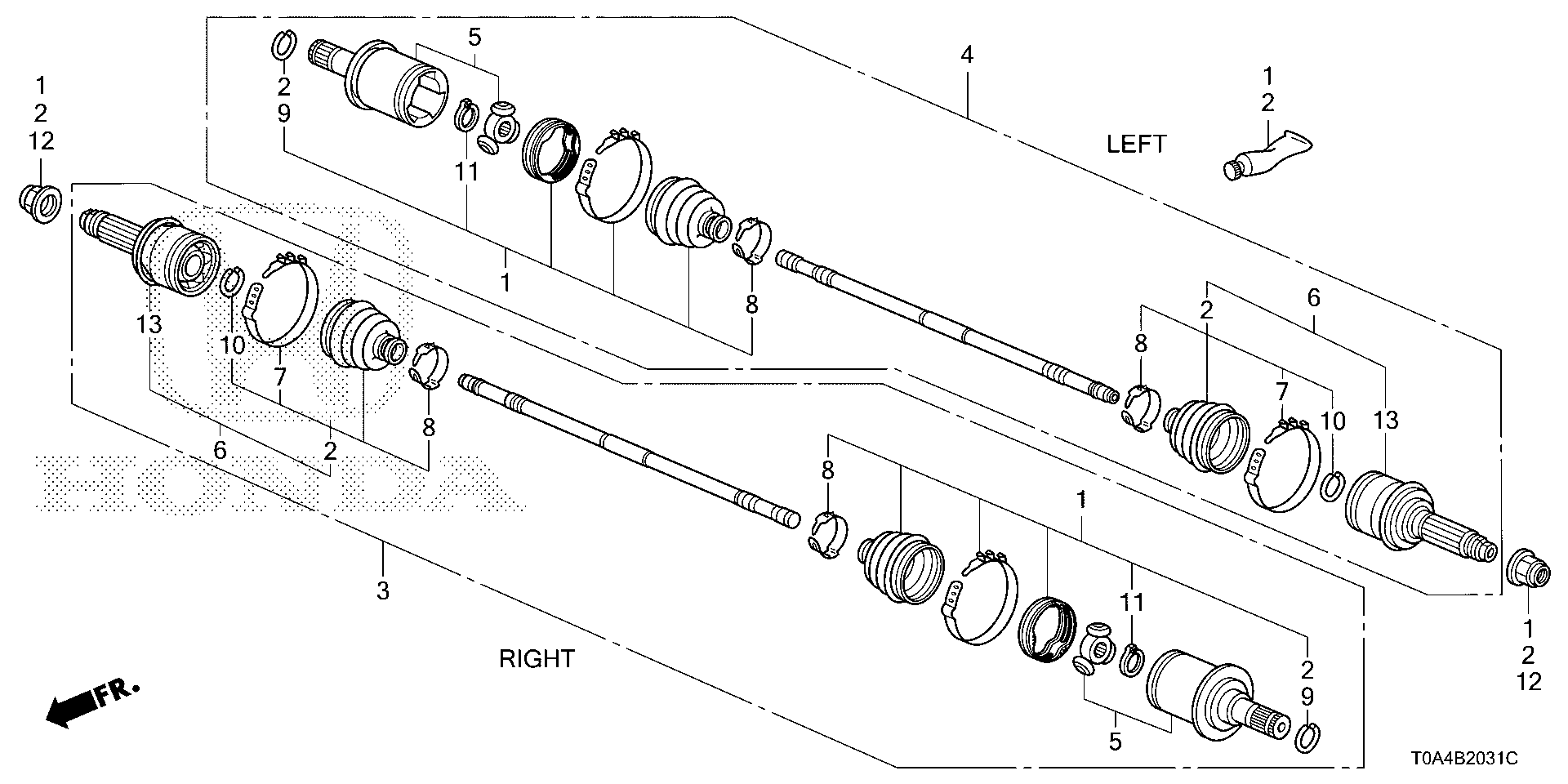 Diagram REAR DRIVESHAFT (2) for your 2004 Honda Pilot   