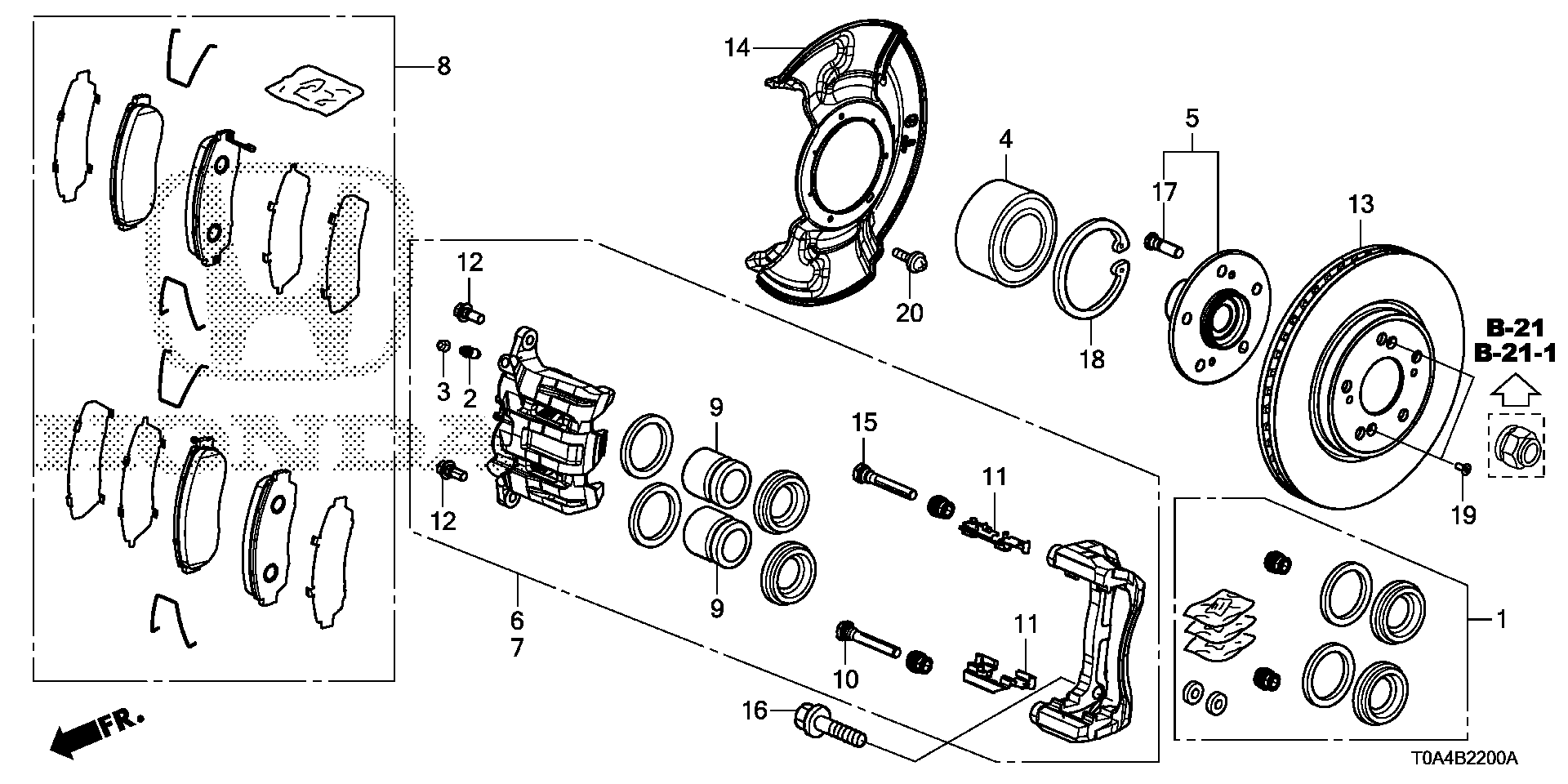 Honda CR-V Pad set, fr. (advics). Brake, brakes, front - 45022-T0A-406 ...