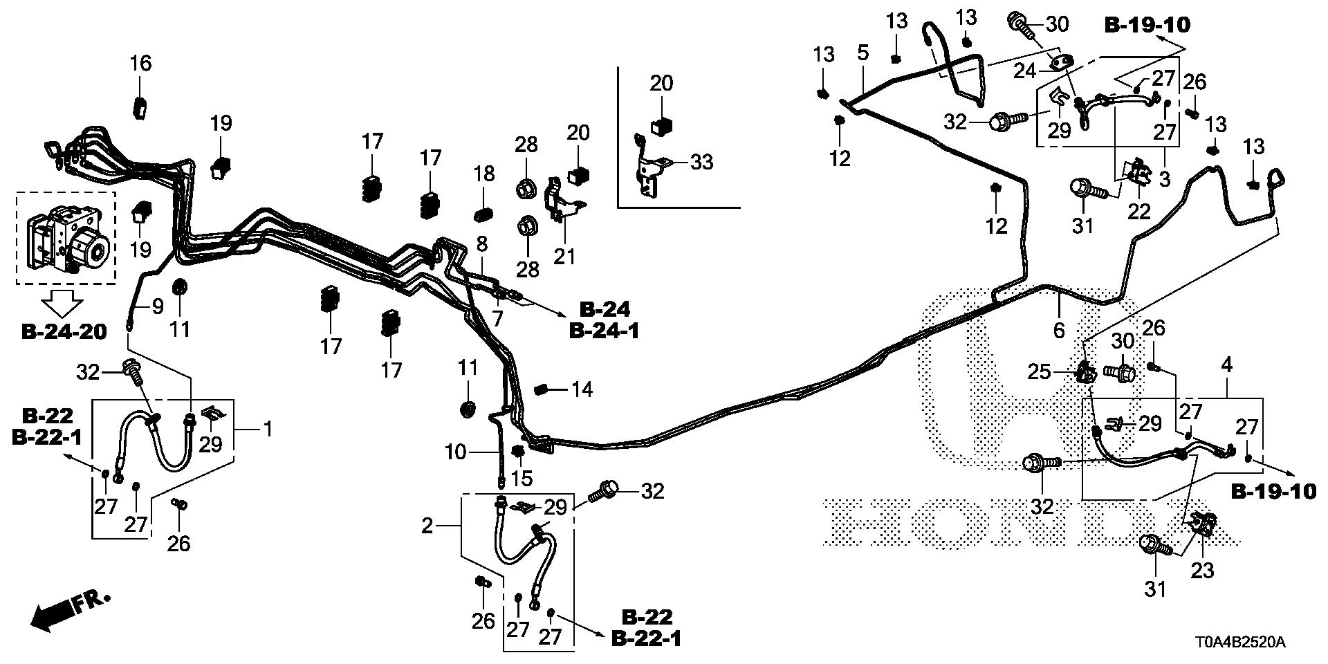 Diagram BRAKE LINES (VSA) for your 1977 Honda Civic Hatchback   