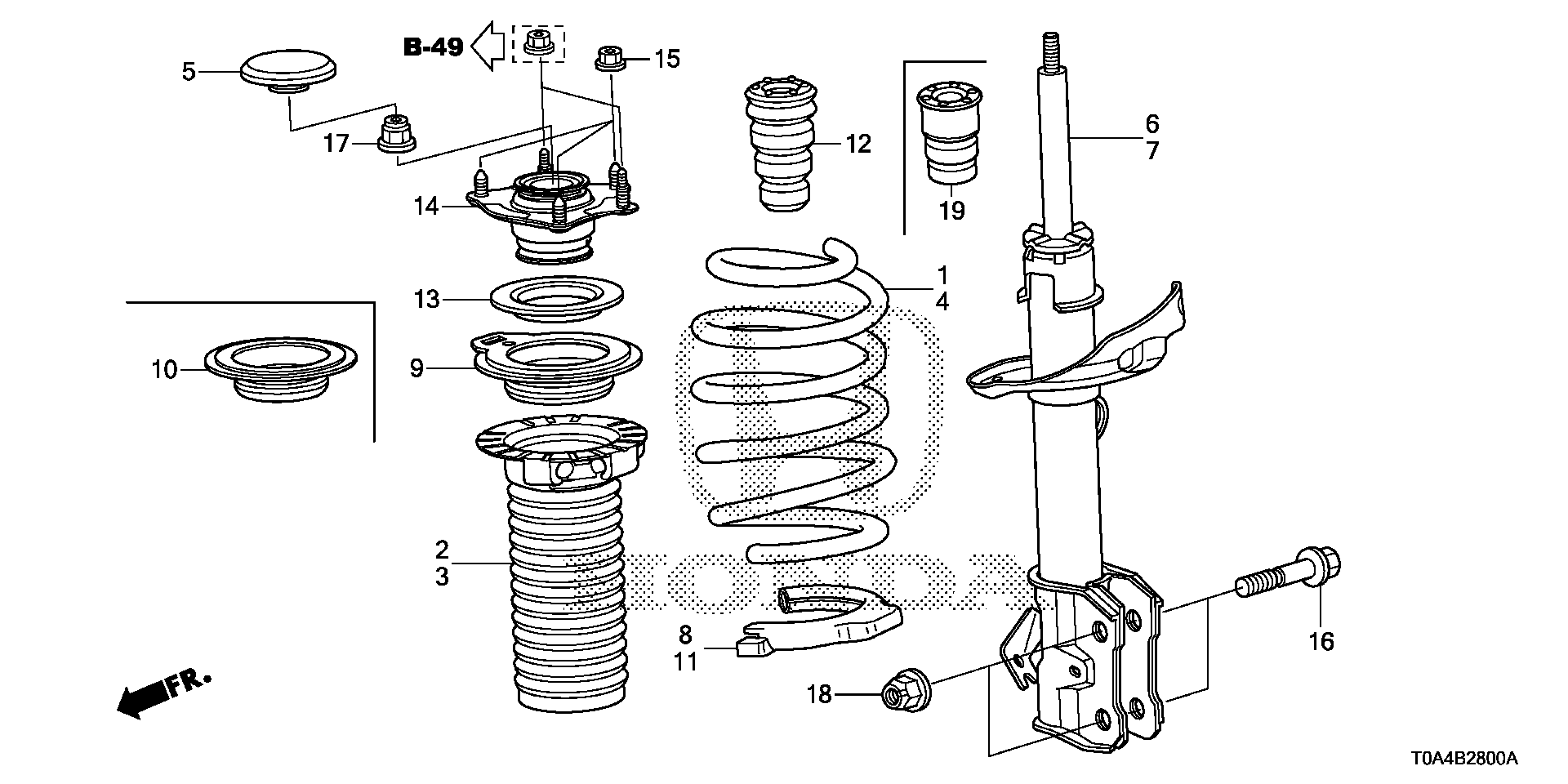 Diagram FRONT SHOCK ABSORBER for your 2023 Honda CR-V   