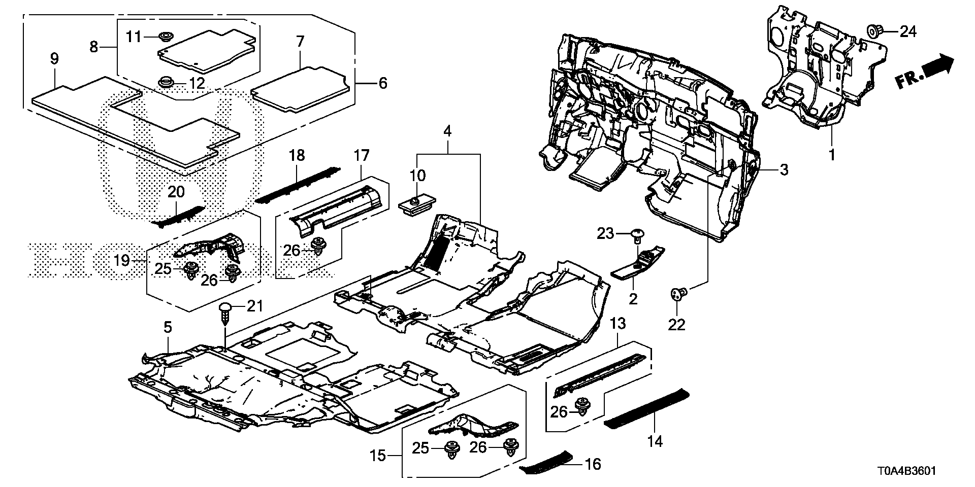 Diagram FLOOR MAT (2) for your 2018 Honda Pilot   