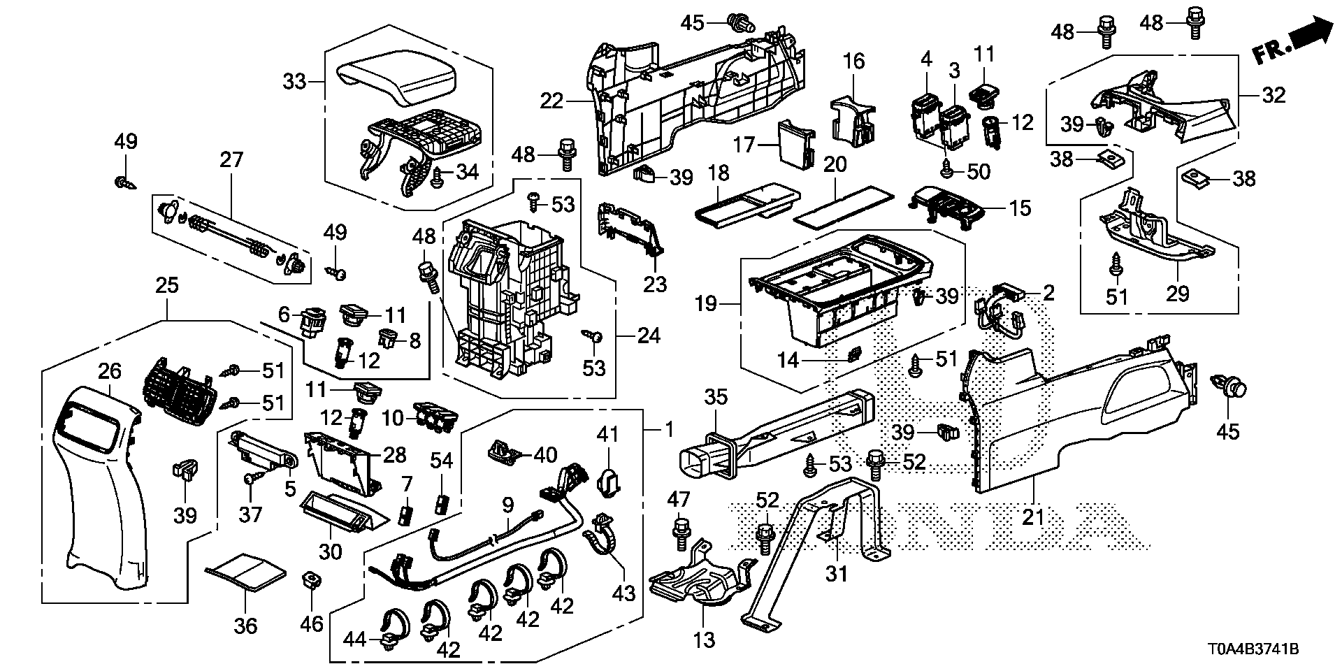 Diagram CONSOLE ('15-) for your 2006 Honda Pilot   