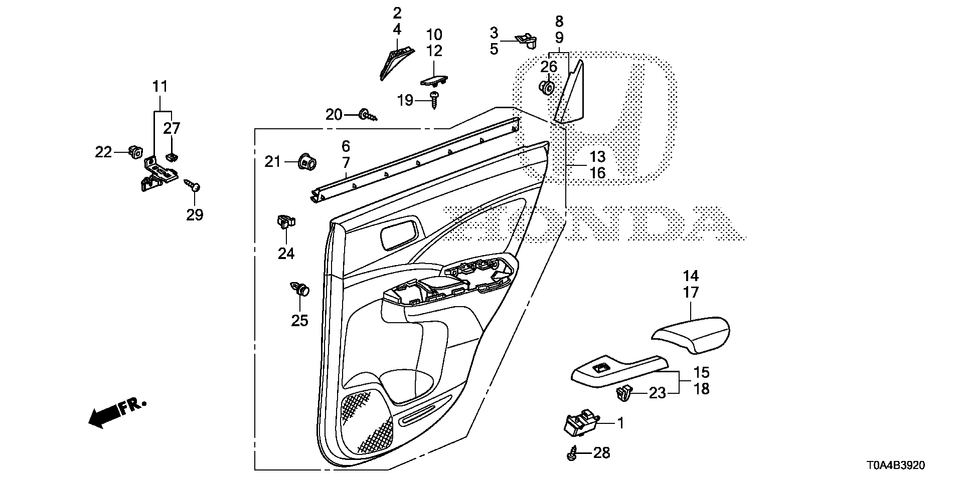 Diagram REAR DOOR LINING for your 2022 Honda CR-V   