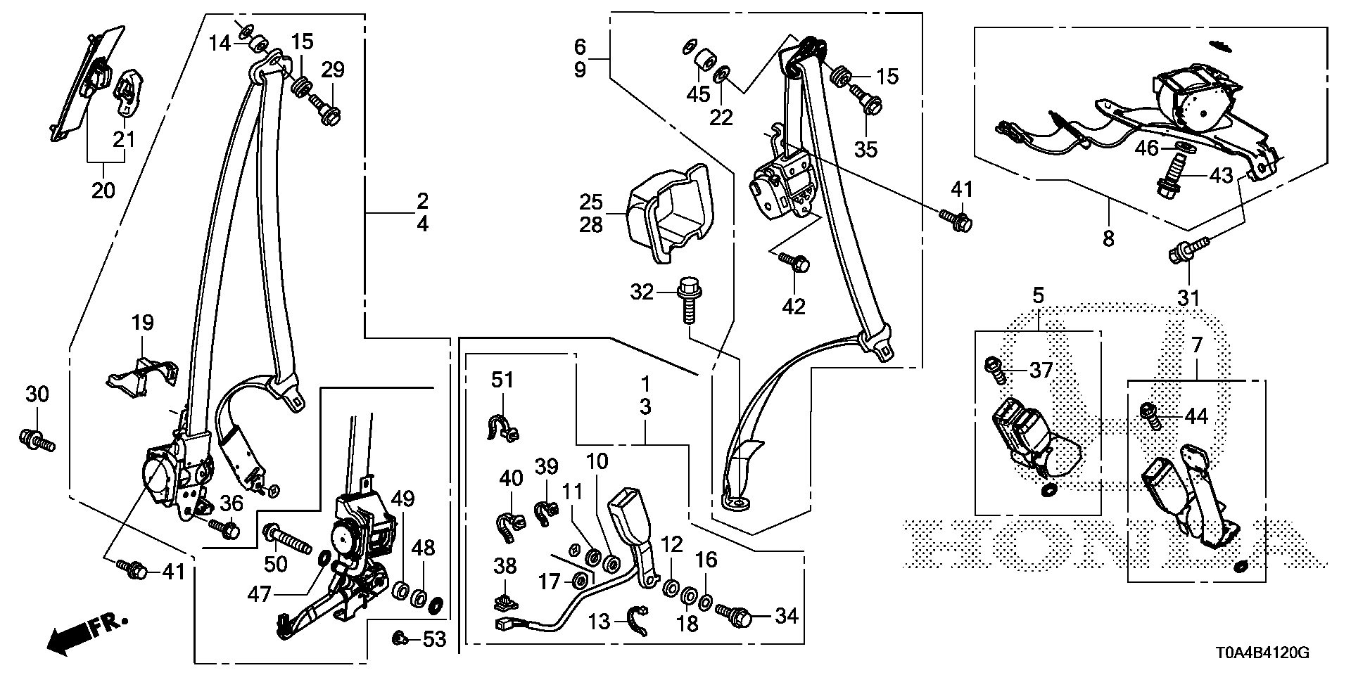 Diagram SEAT BELTS for your Honda CR-V  