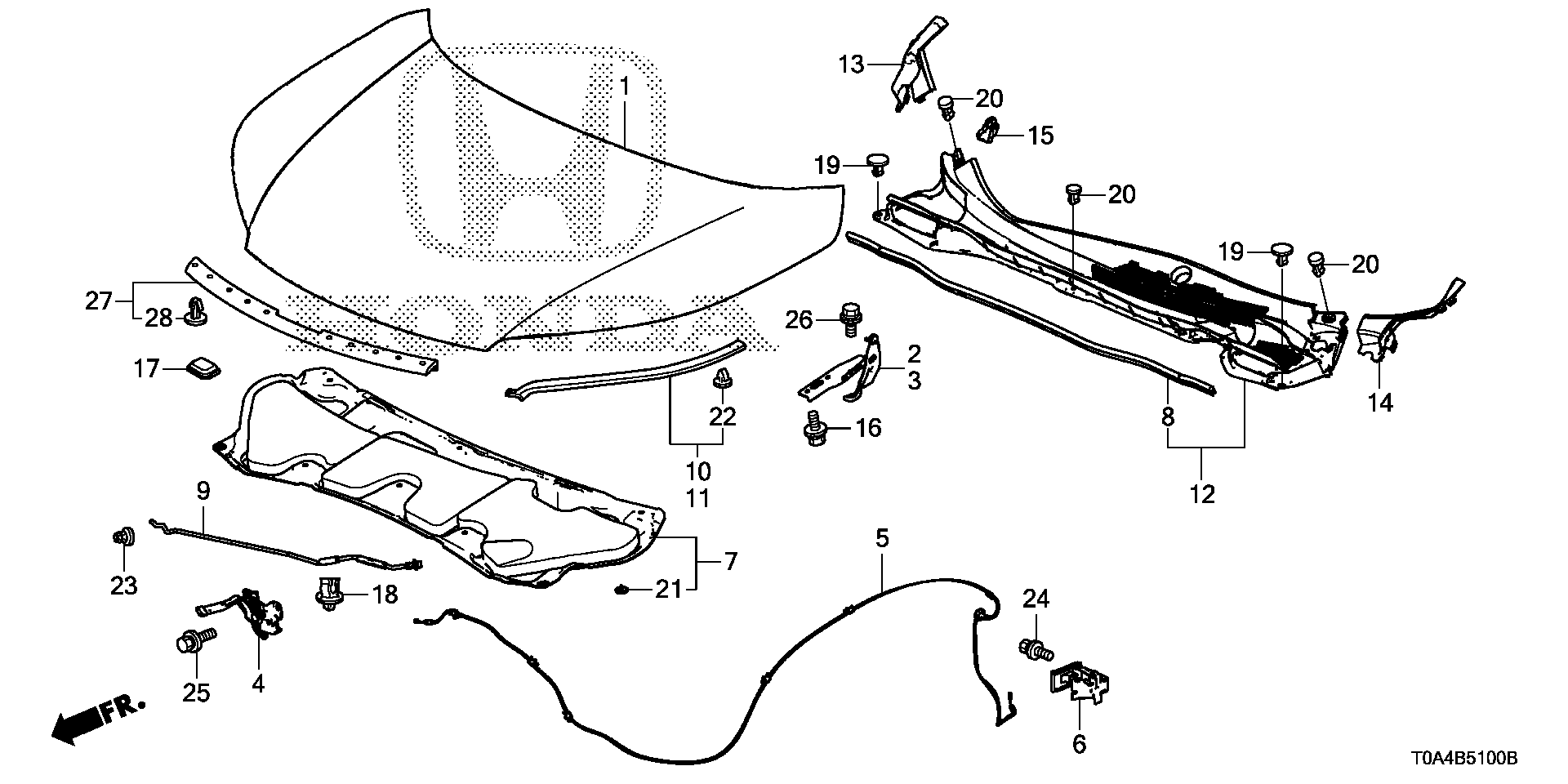 Diagram ENGINE HOOD for your 1994 Honda Accord Coupe   