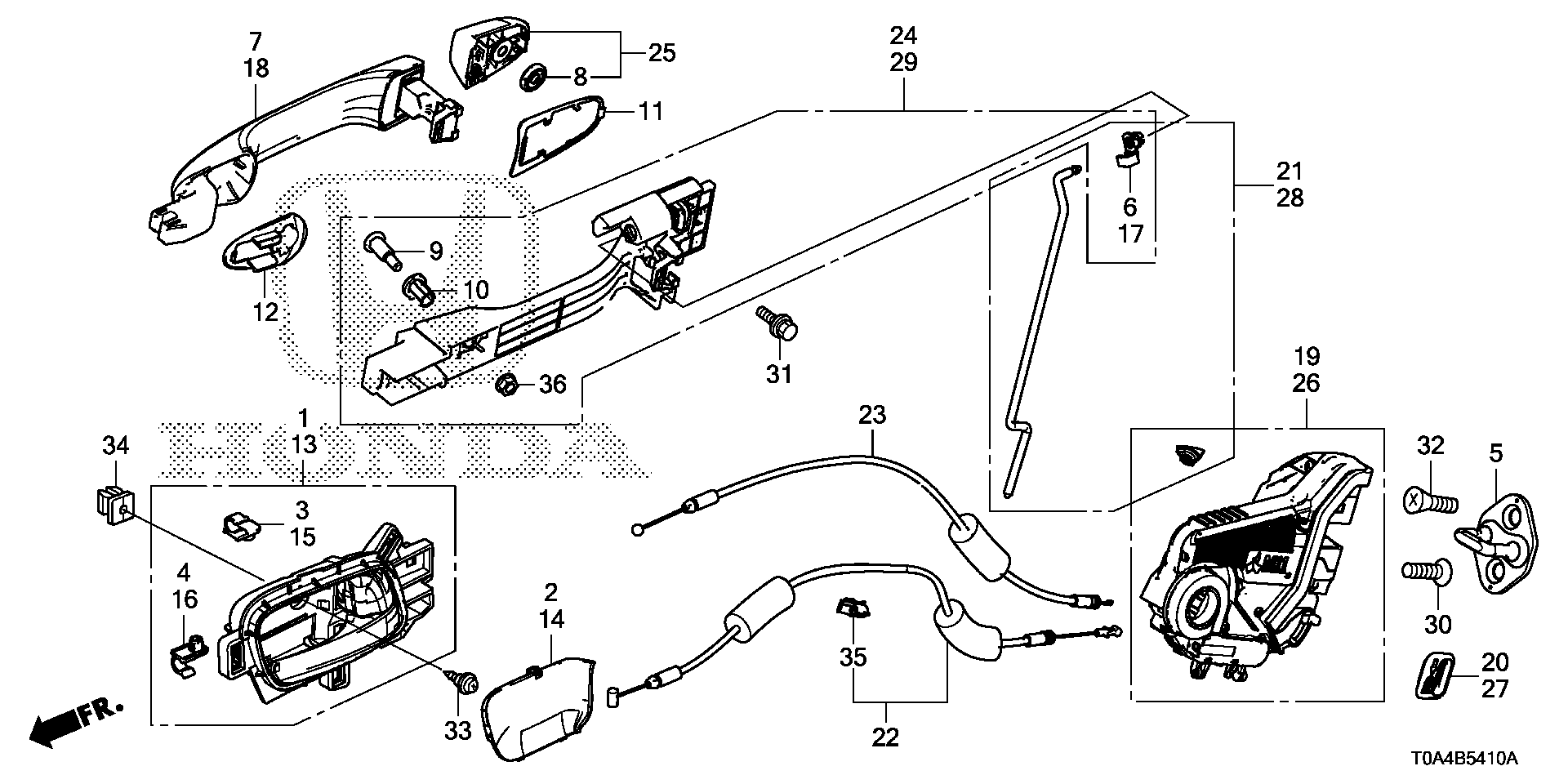 Diagram REAR DOOR LOCKS@OUTER HANDLE for your Honda CR-V  