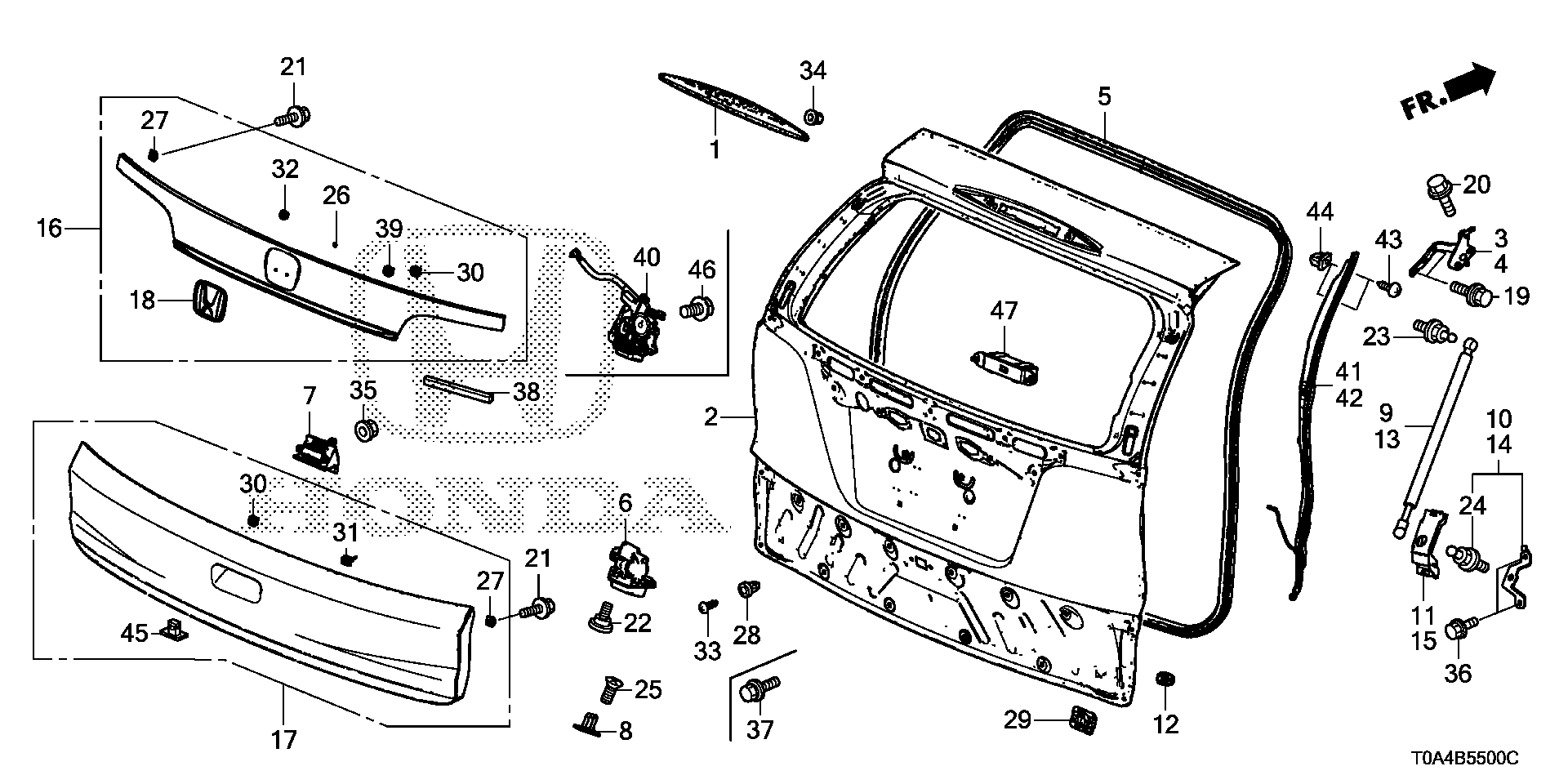 Diagram TAILGATE for your 1999 Honda Accord   