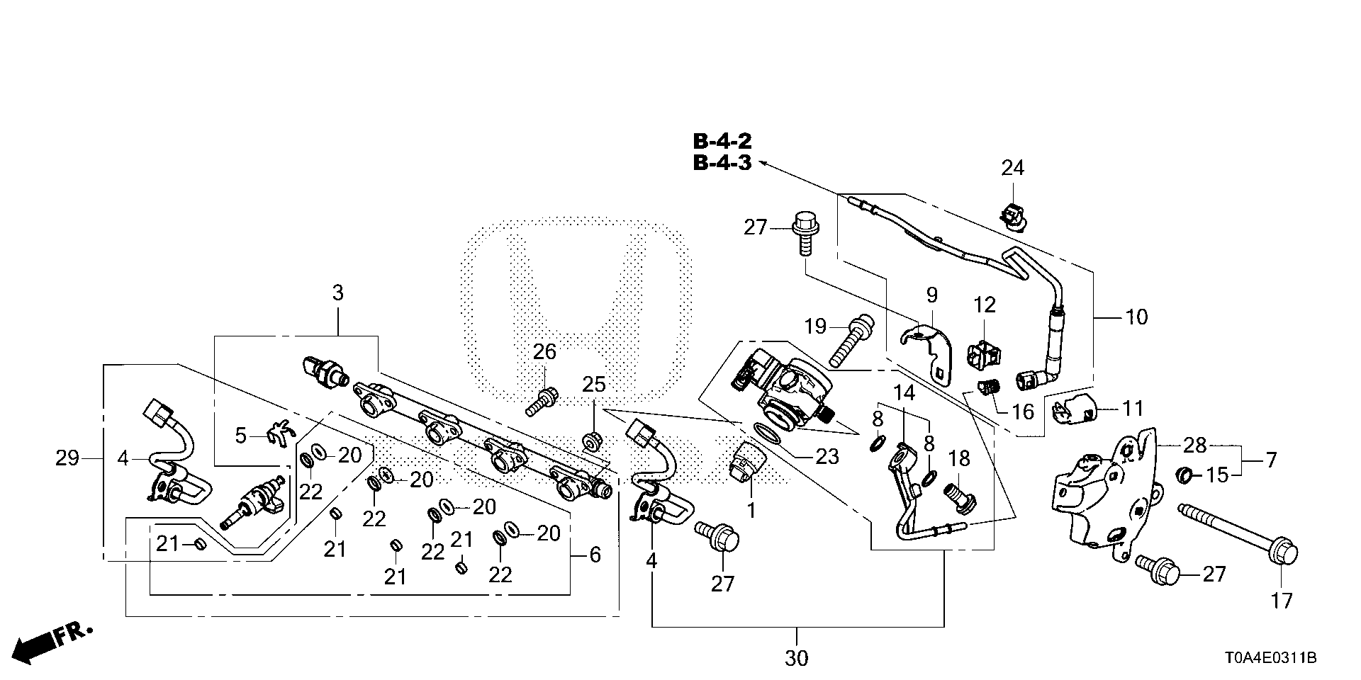 Diagram FUEL INJECTOR ('15-) for your 2022 Honda Passport  TSPORT 5D 