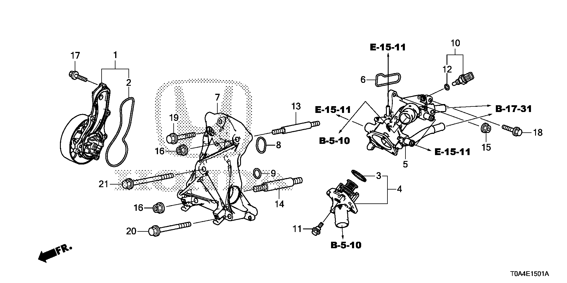 Diagram WATER PUMP ('15-) for your 2019 Honda Accord   