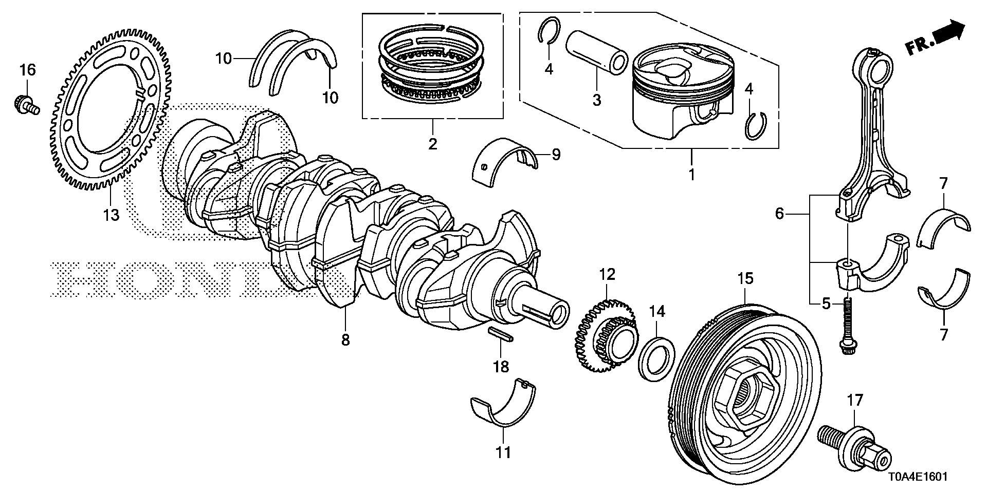 Diagram CRANKSHAFT@PISTON ('15-) for your 2013 Honda Civic Coupe   