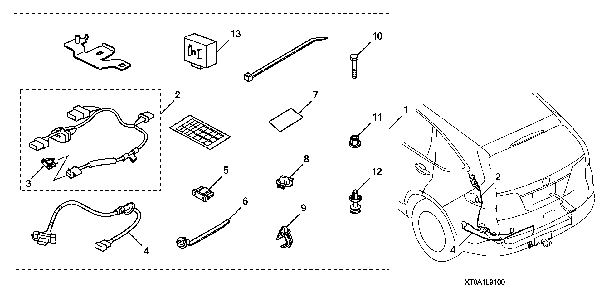 Diagram TRAILER HITCH HARNESS for your Honda