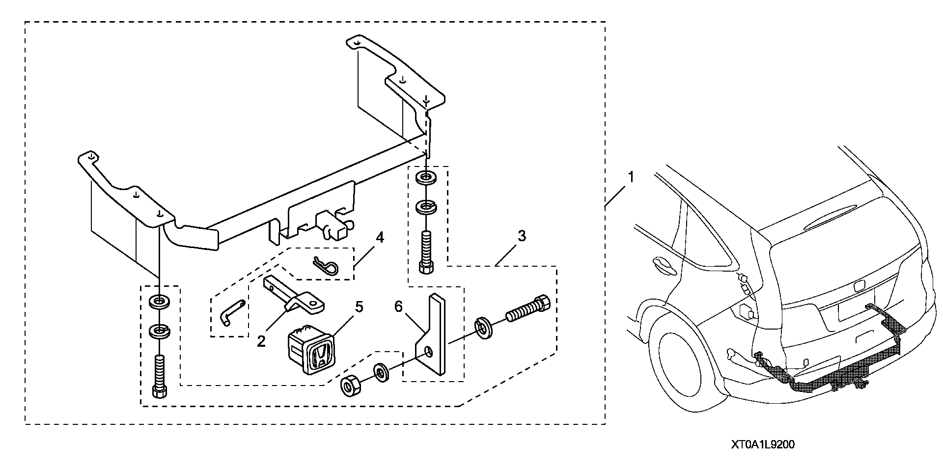 Diagram TRAILER HITCH & BALL for your 1990 Honda Accord Coupe 2.2L MT LX 