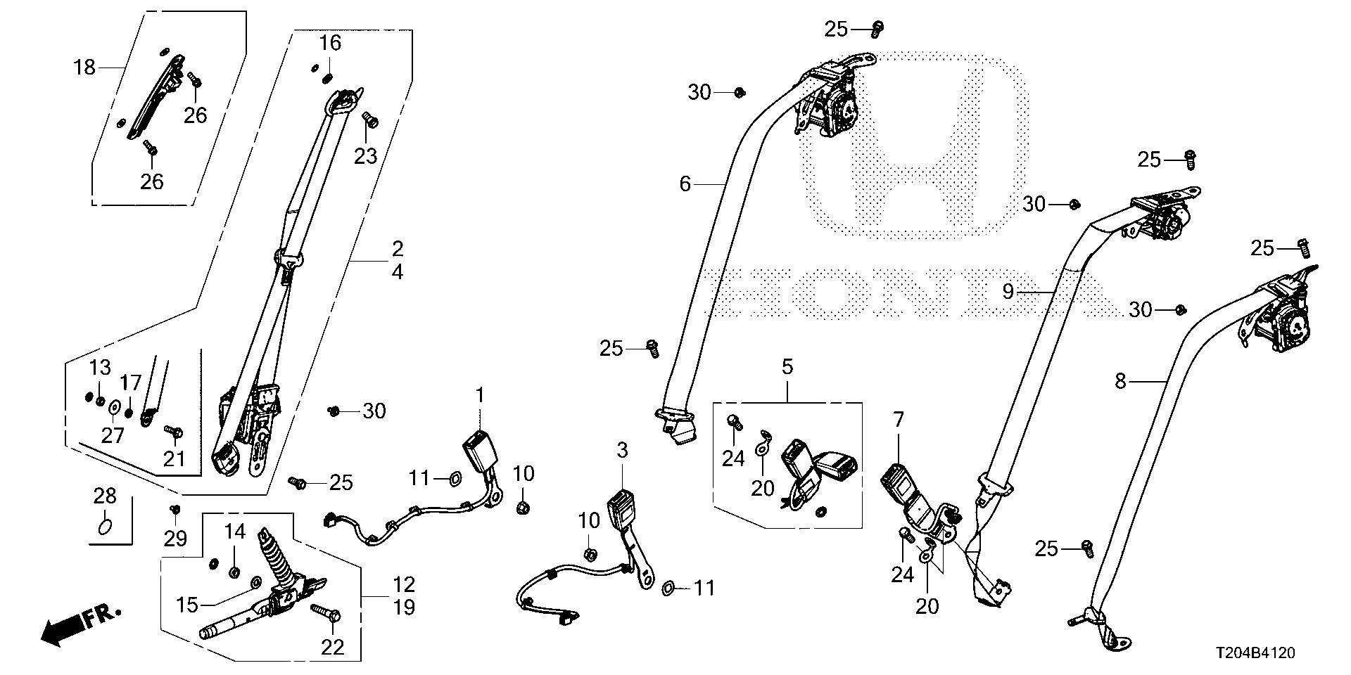 Honda Civic Bracket, connector. Belts, body, seat 82419T20A01