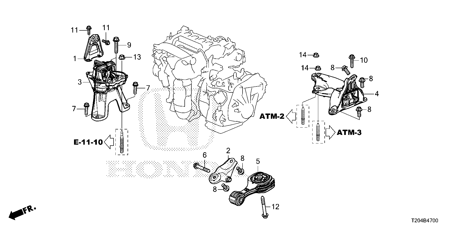 Diagram ENGINE MOUNTS (1.5L) (CVT) for your 2023 Honda Civic  LX 