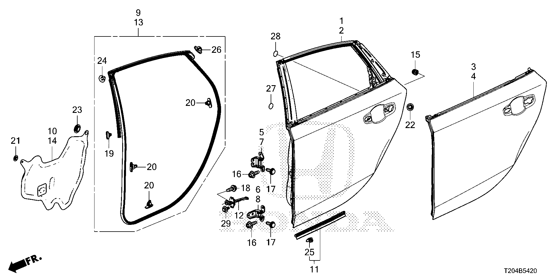 Diagram REAR DOOR PANELS for your Honda Civic  