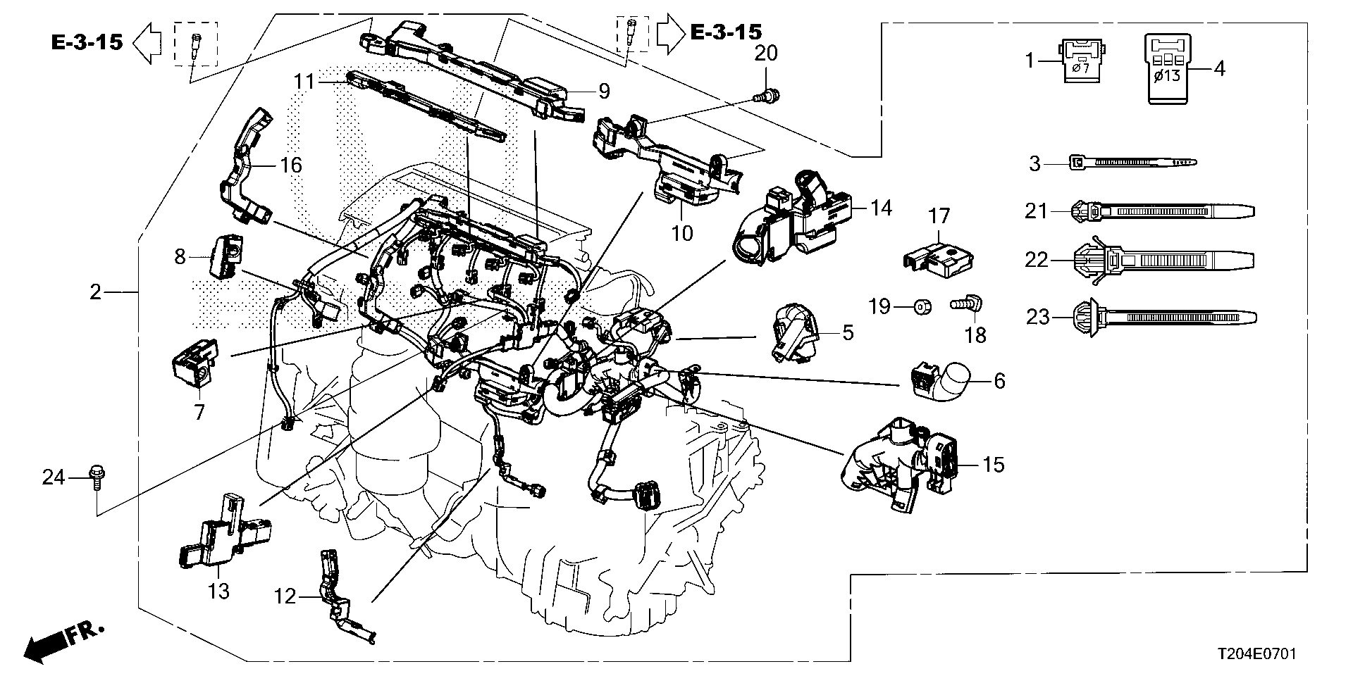 Diagram ENGINE WIRE HARNESS (2.0L) (-'24) for your 2021 Honda Civic Liftback   