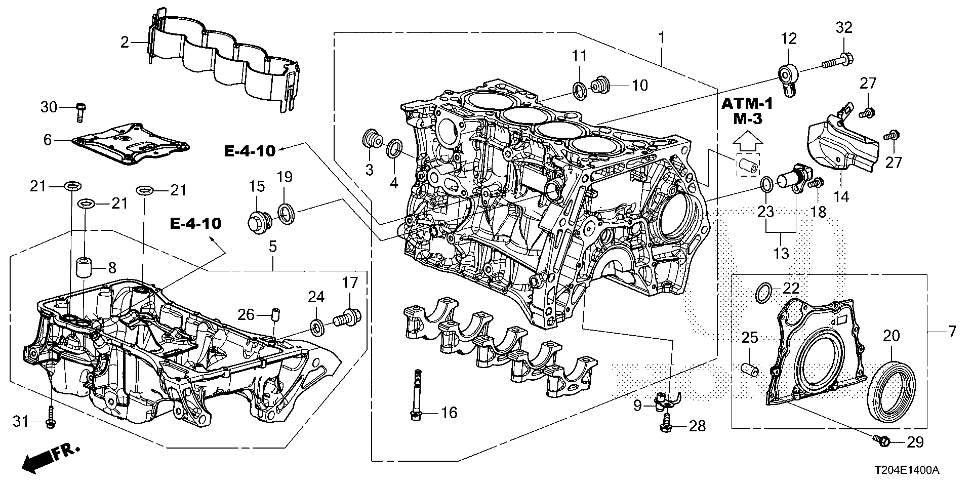 Diagram CYLINDER BLOCK@OIL PAN (1.5L) for your Honda