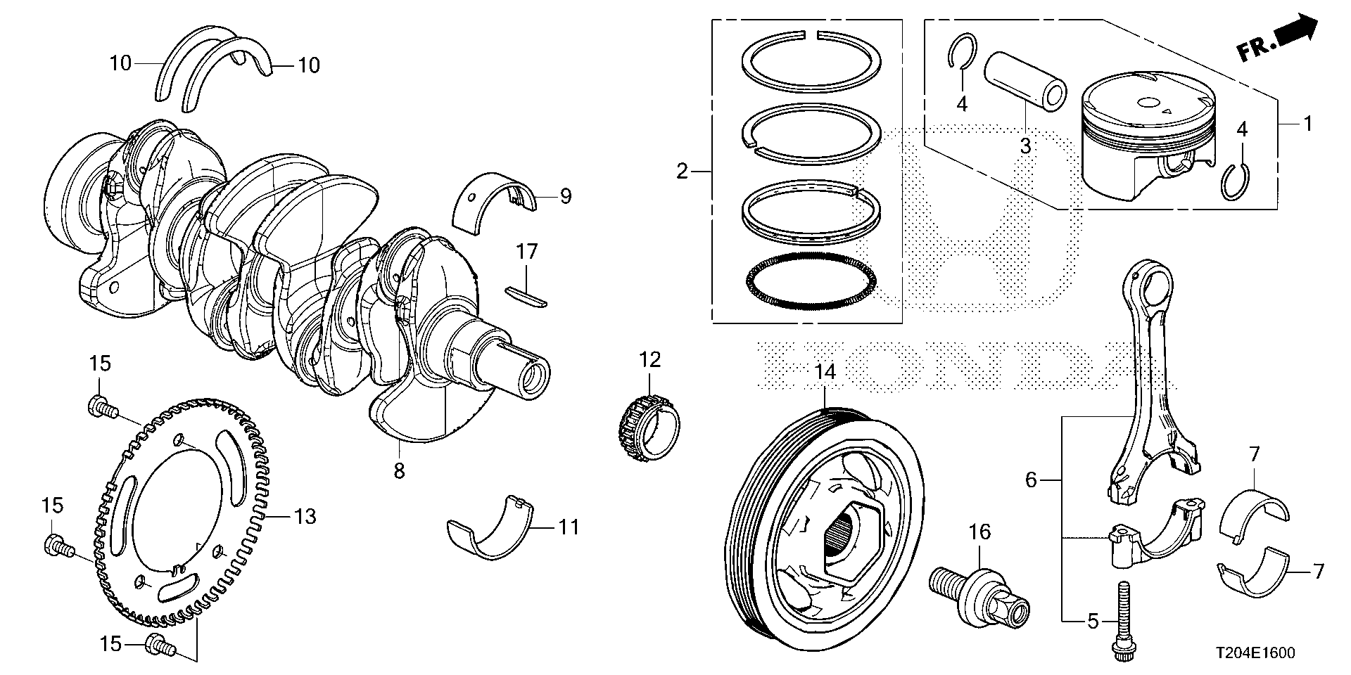 Diagram CRANKSHAFT@PISTON (1.5L) for your Honda Civic  