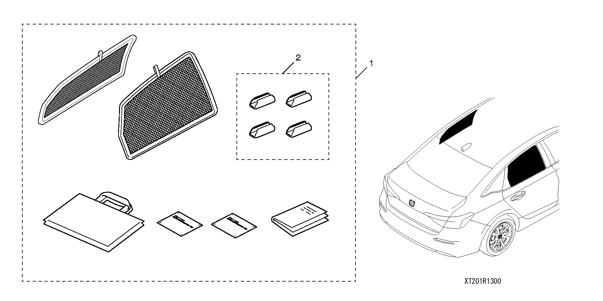 Diagram REAR WINDOW SHADES (PASSENGER) for your Honda Civic  