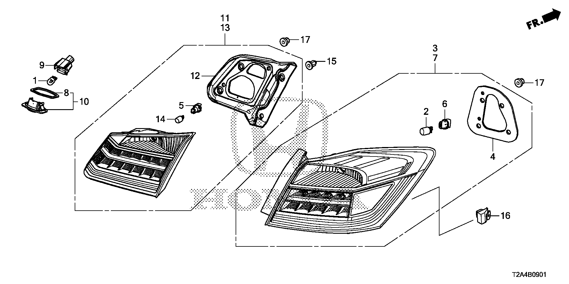 Diagram TAILLIGHT@LICENSE LIGHT (2) for your 2016 Honda Accord   