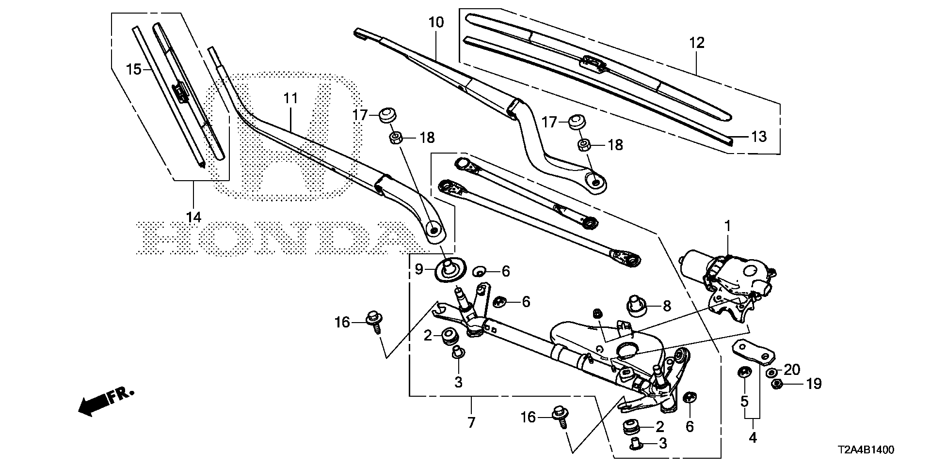 Diagram FRONT WINDSHIELD WIPER for your Honda