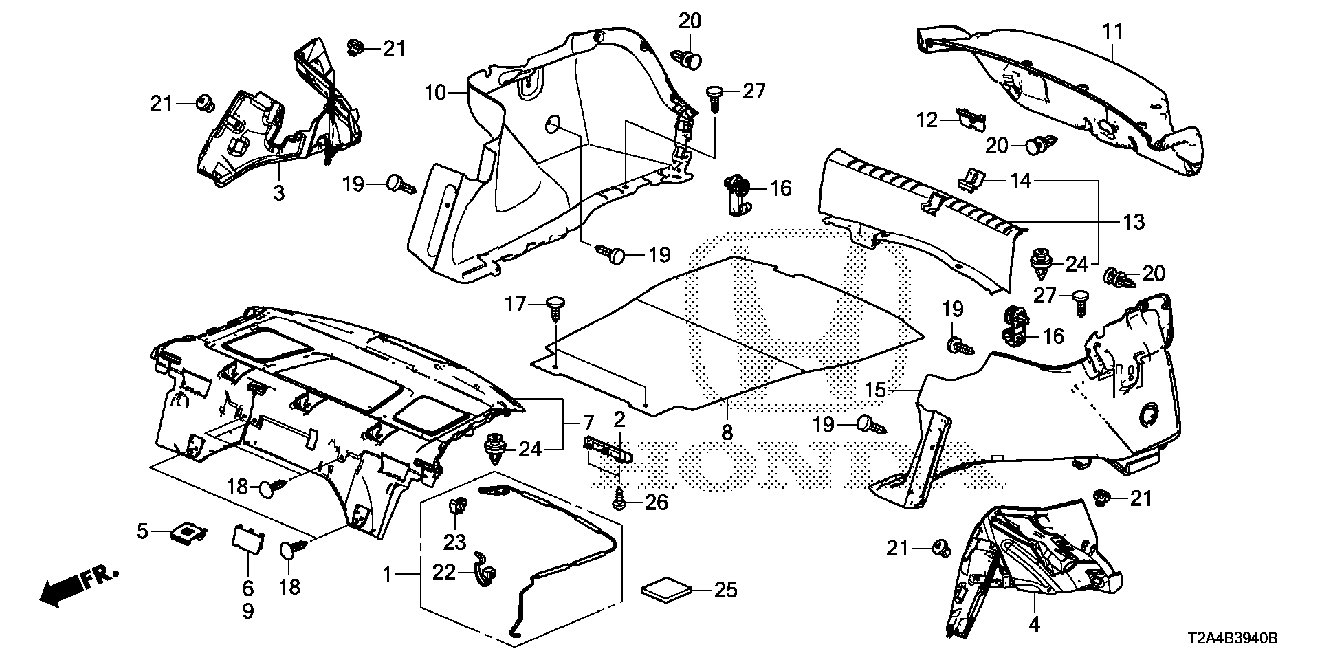 Diagram REAR TRAY@SIDE LINING for your 1992 Honda Civic   