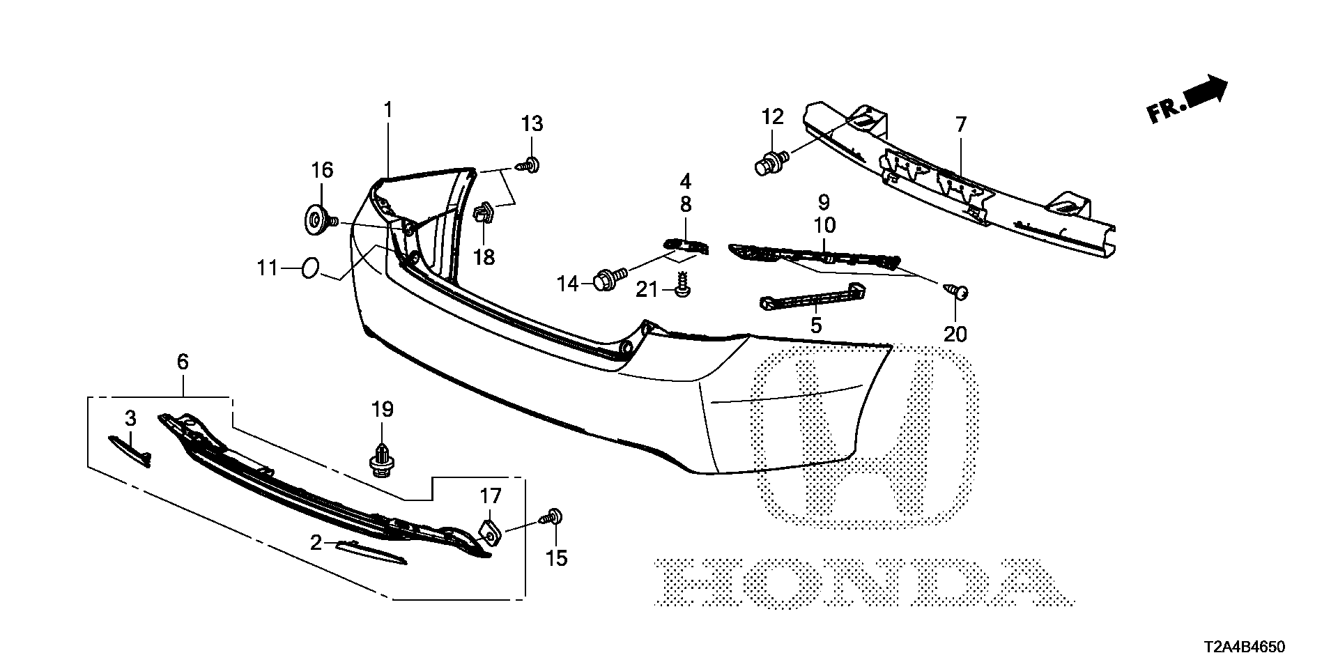 Diagram REAR BUMPER (1) for your 2016 Honda Pilot   