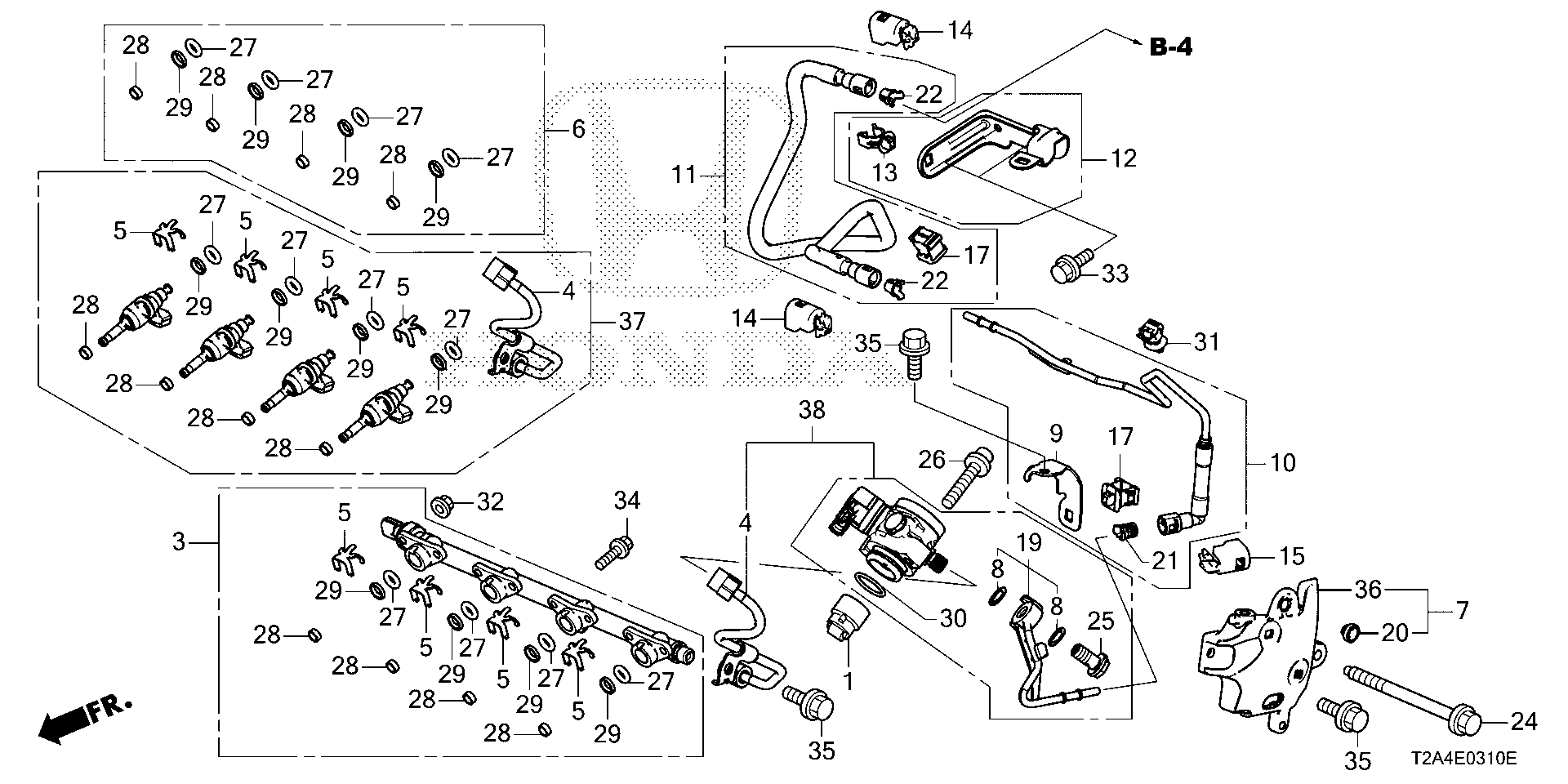 Diagram FUEL INJECTOR (L4) for your 2022 Honda Passport  TSPORT 5D 