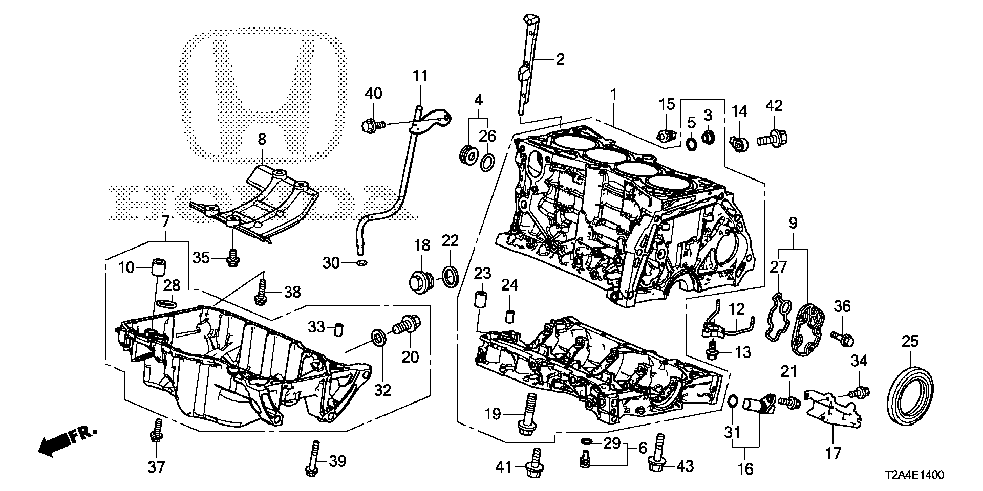 Diagram CYLINDER BLOCK@OIL PAN (L4) for your Honda