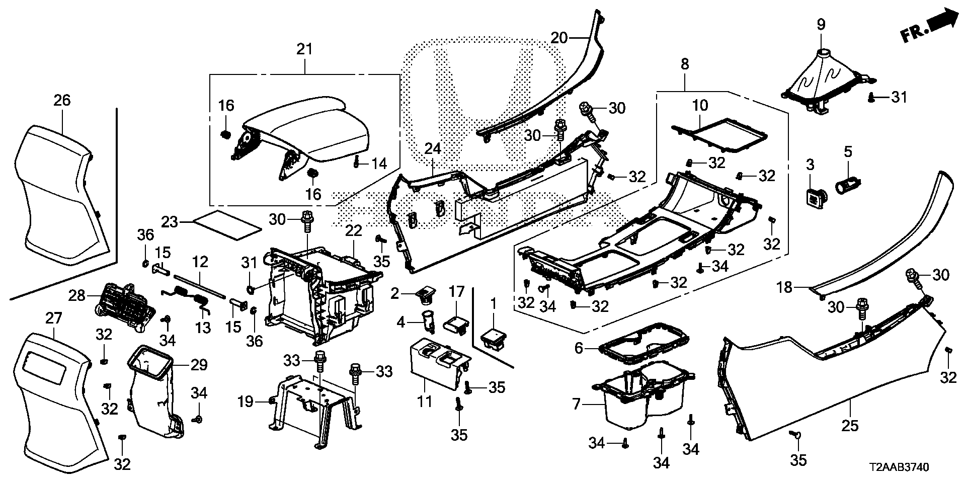 Diagram CONSOLE (1) for your 2014 Honda Pilot   