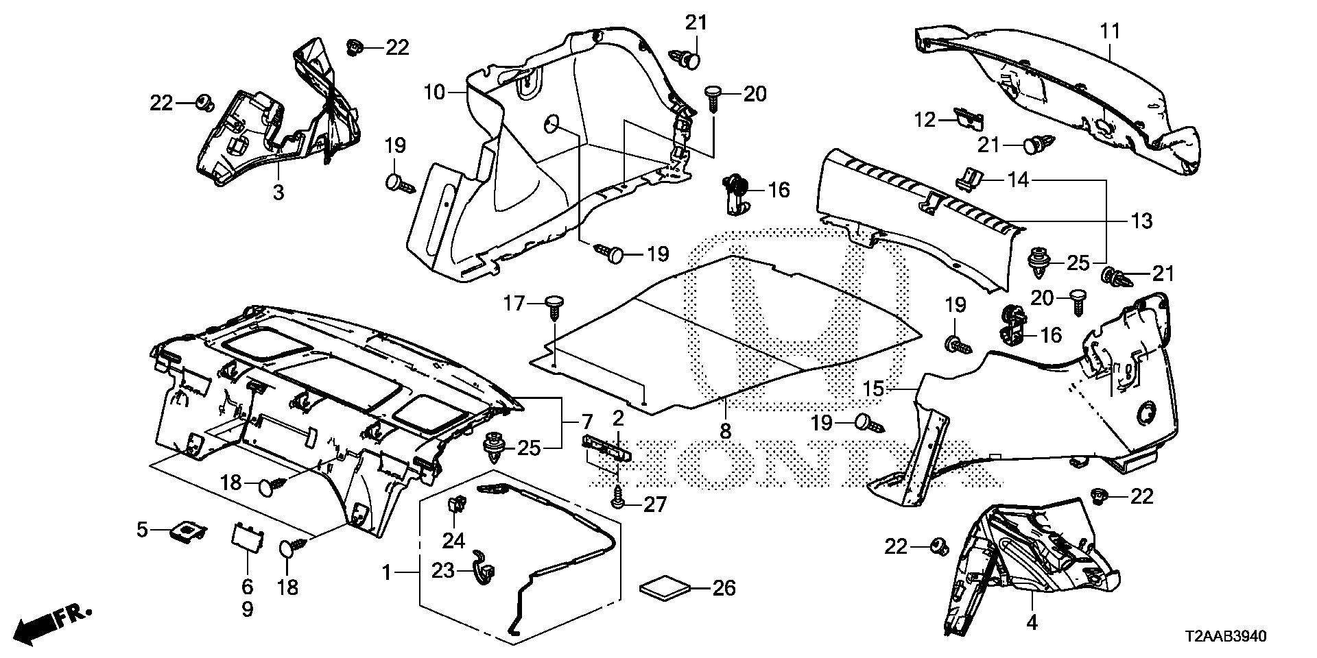 Diagram REAR TRAY@SIDE LINING for your 2017 Honda Accord   