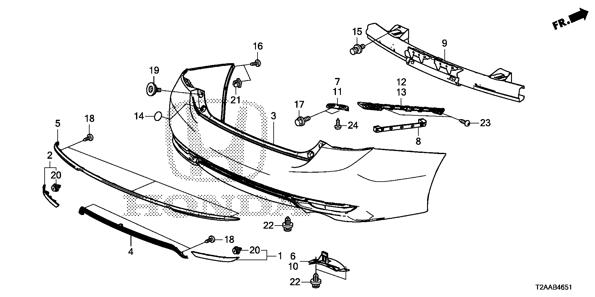 Diagram REAR BUMPER for your 1996 Honda Accord   