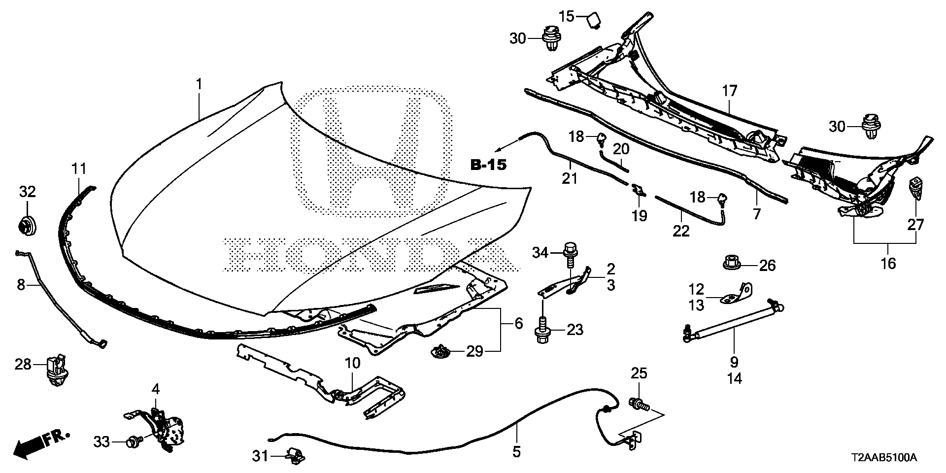 Diagram ENGINE HOOD for your 1996 Honda Accord Coupe   