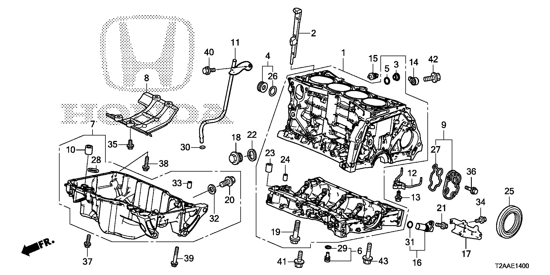 Diagram CYLINDER BLOCK@OIL PAN (L4) for your Honda