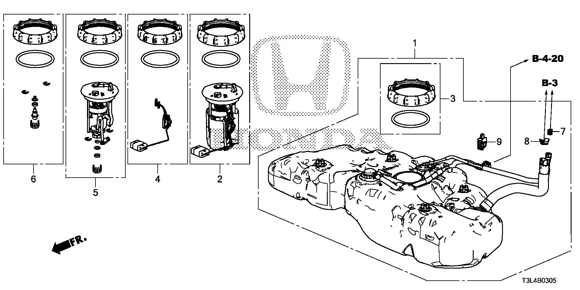 Diagram FUEL TANK (KA/KC/KL) for your 2024 Honda Pilot  SPT 