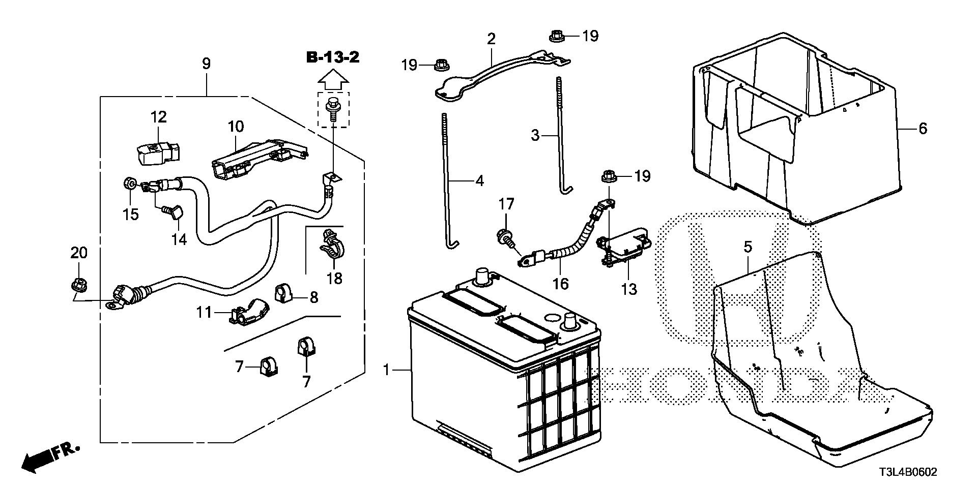 Diagram BATTERY (V6) for your 1990 Honda Accord Coupe 2.2L MT LX 