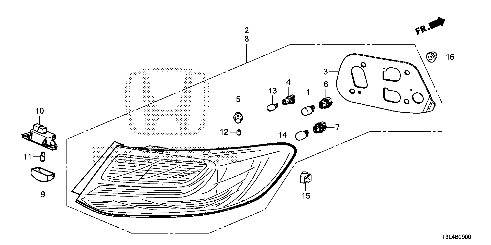 Diagram TAILLIGHT@LICENSE LIGHT (1) for your 1994 Honda Accord   